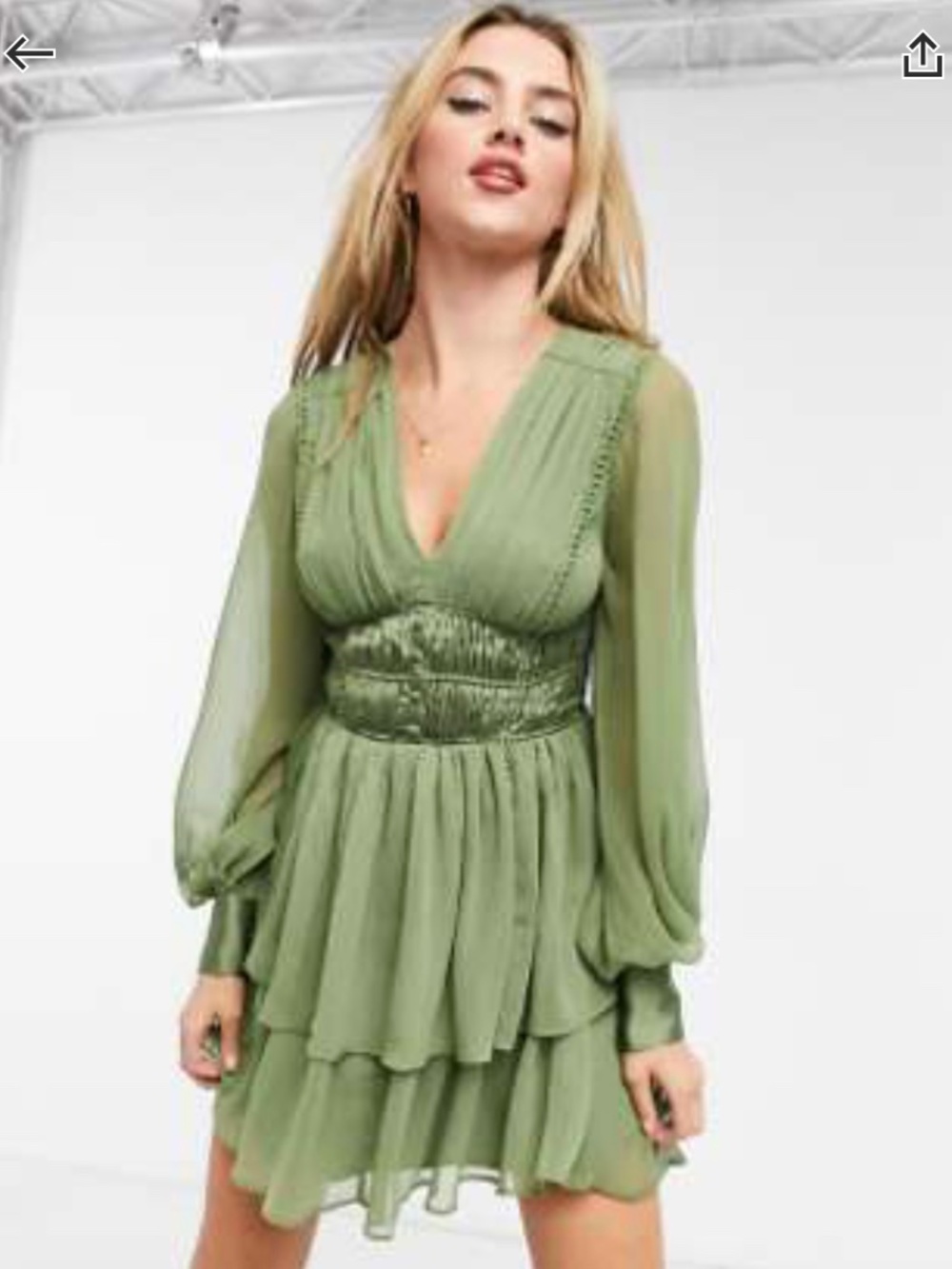 NWT ASOS DESIGN Button Bodice Detail and Skirt Slits in Khaki Size 12